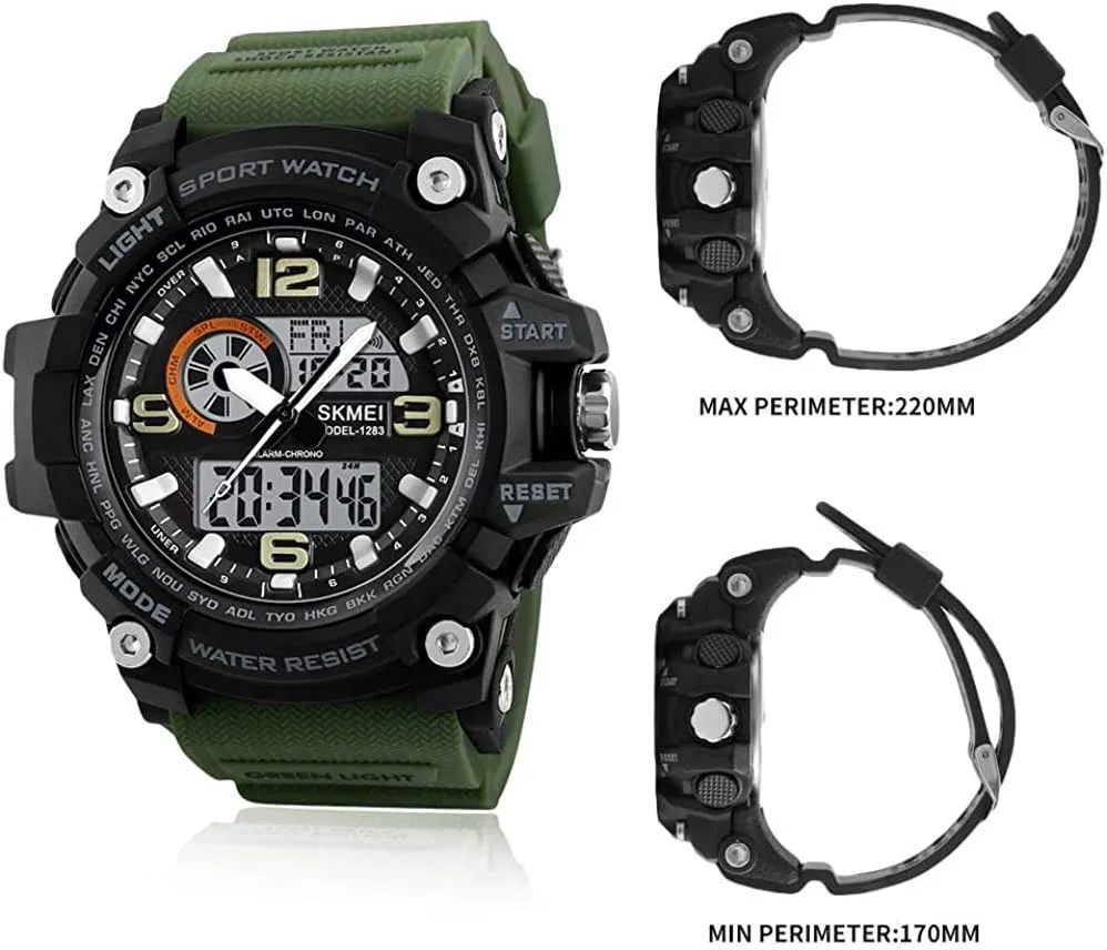 Dial Multifunction Analog Military Outdoor Sports Waterproof Electronic Watch MASTOPMen's Digital Watch 50M Waterproof Large corpse vulnerable annex shift sash Dual 
