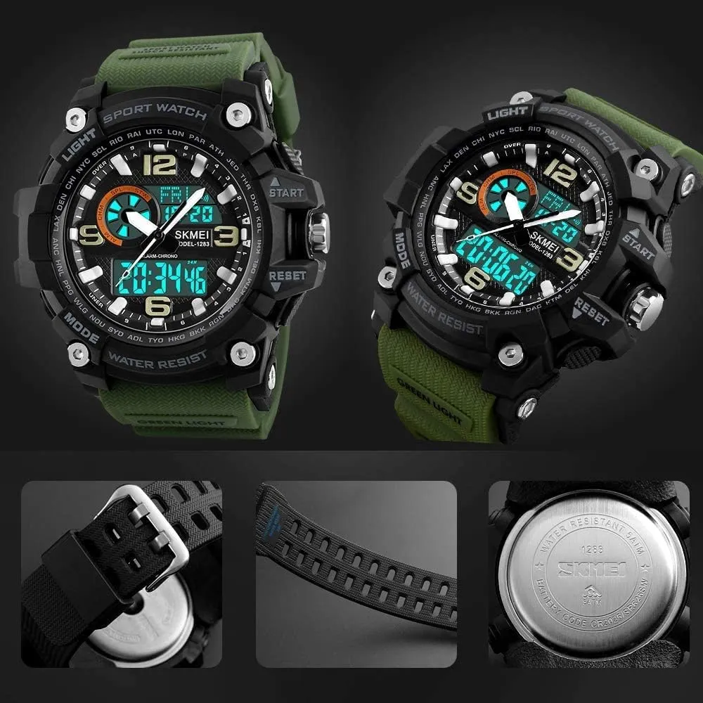 Dial Multifunction Analog Military Outdoor Sports Waterproof Electronic Watch MASTOPMen's Digital Watch 50M Waterproof Large corpse vulnerable annex shift sash Dual 