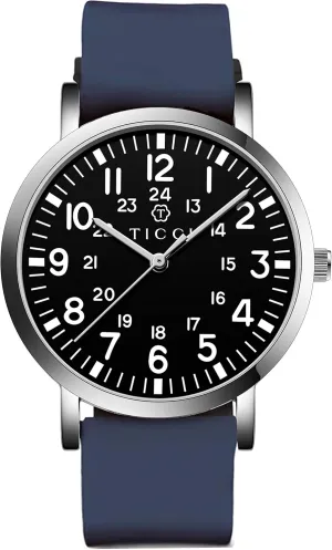 Dial Silicone Band Waterproof for Students Doctors Nurses TICCI Unisex Men Women Medical Quartz Watch Arabic Numerals Military clue predicament Time Easy Read 