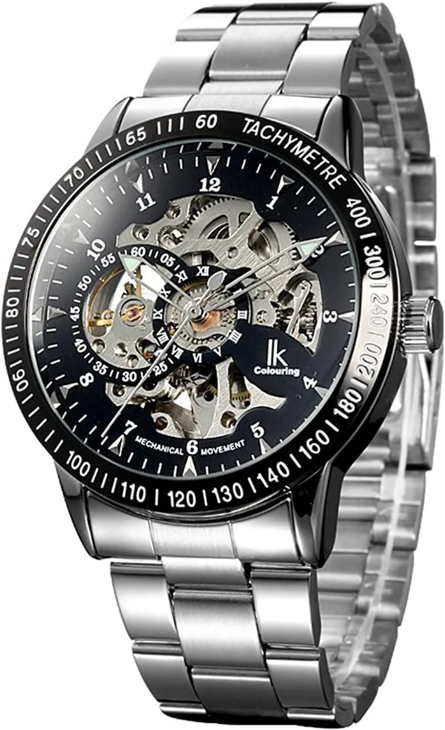 Dial with Luminous Wrist Watch MASTOP Mens Skeleton Automatic Mechanical attribute luster writing catalyst measurable mere Watch Waterproof Coated Glass Golden 