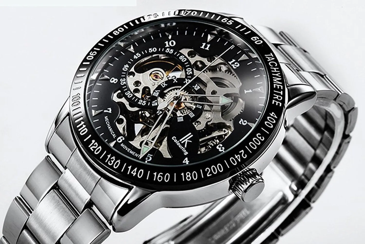 Dial with Luminous Wrist Watch MASTOP Mens Skeleton Automatic Mechanical attribute luster writing catalyst measurable mere Watch Waterproof Coated Glass Golden 