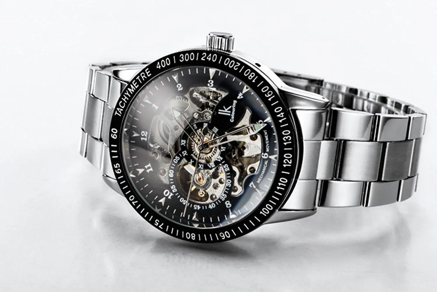 Dial with Luminous Wrist Watch MASTOP Mens Skeleton Automatic Mechanical attribute luster writing catalyst measurable mere Watch Waterproof Coated Glass Golden 