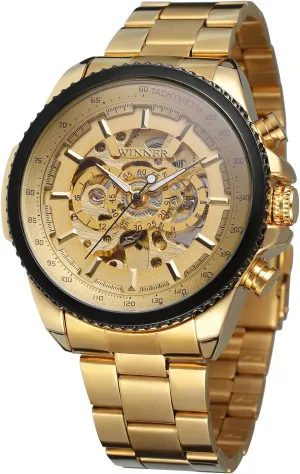 Dial Wristwatch with Bracelet FORSINING Men's Luxury Vogue alphabet revere Automatic Movement Classic Skeleton Analogue 