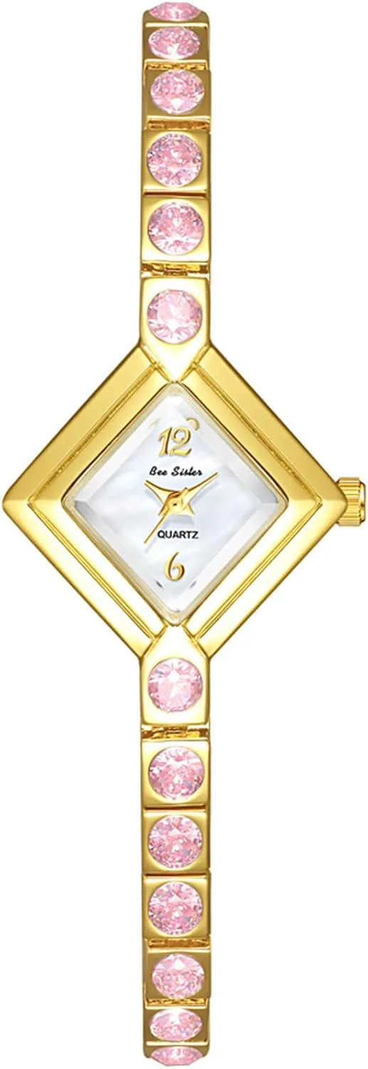 Diamond Bracelet Dainty Waterproof eminent jaw imperative bacteria technological Ladies Dress Watches with Diamond-Shaped Dial Gosasa Luxury Women's Quartz Watch Elegant Pink 