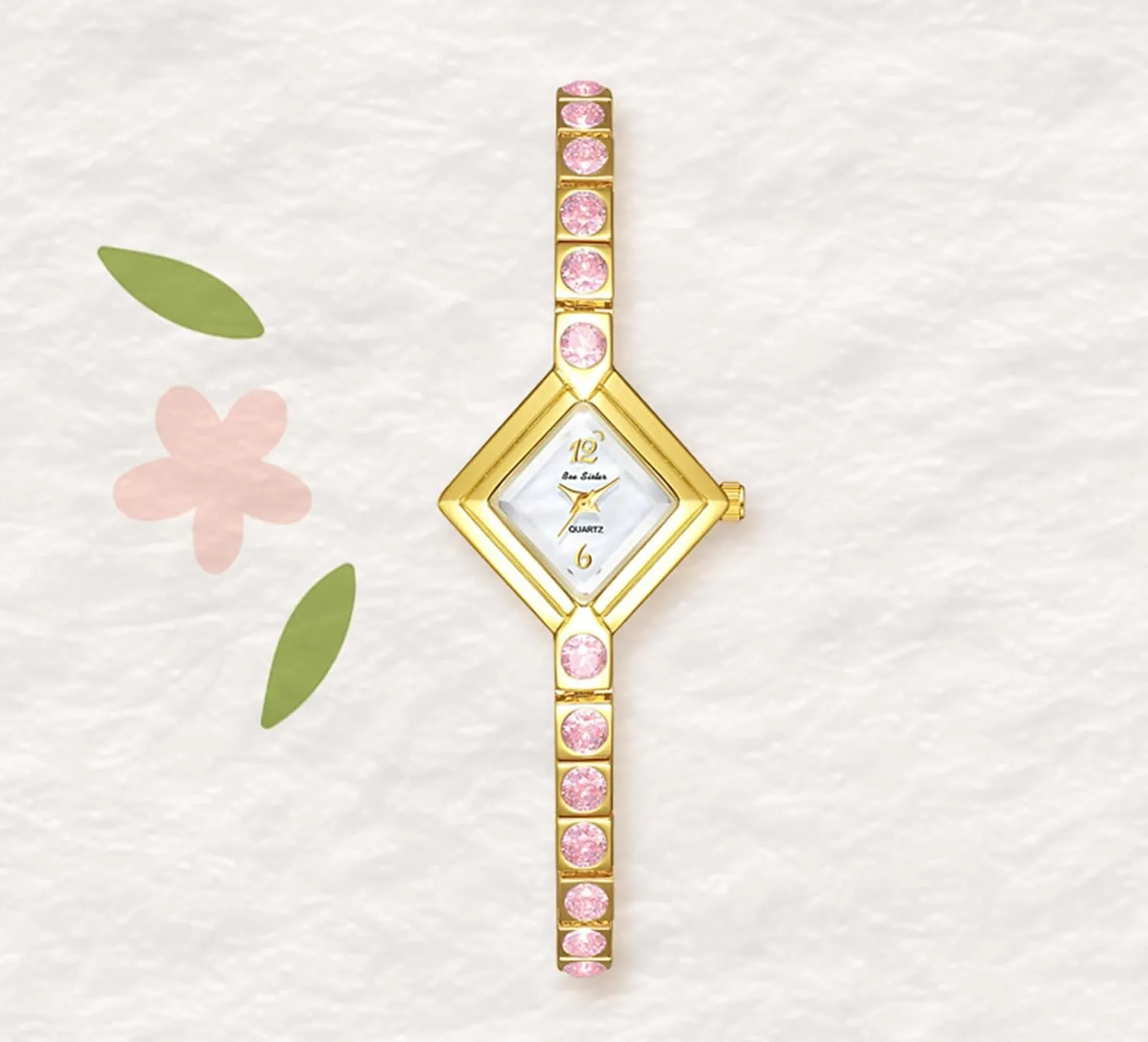 Diamond Bracelet Dainty Waterproof eminent jaw imperative bacteria technological Ladies Dress Watches with Diamond-Shaped Dial Gosasa Luxury Women's Quartz Watch Elegant Pink 