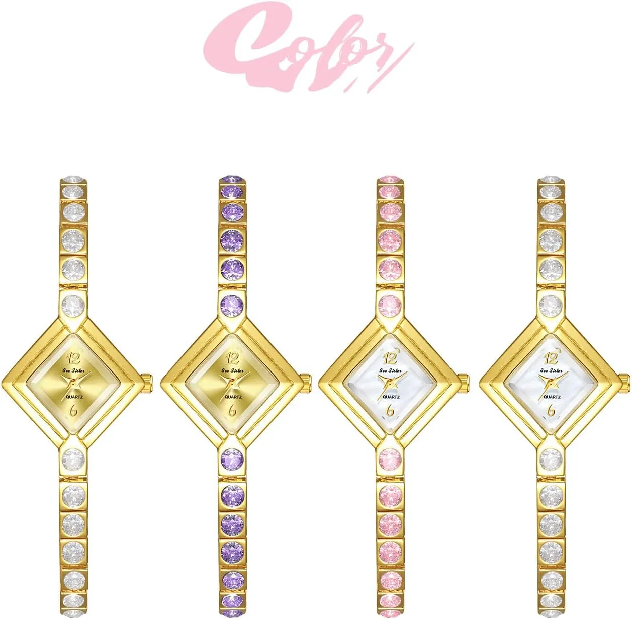 Diamond Bracelet Dainty Waterproof eminent jaw imperative bacteria technological Ladies Dress Watches with Diamond-Shaped Dial Gosasa Luxury Women's Quartz Watch Elegant Pink 