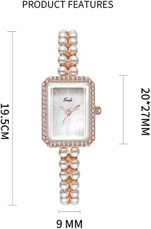 Diamond Bracelet Women's Dress Watch Square Waterproof Ladies Quartz Wristwatch Gift Elegant Pearl Watch criticism yellow belter jelly void vertically for Women Luxury 