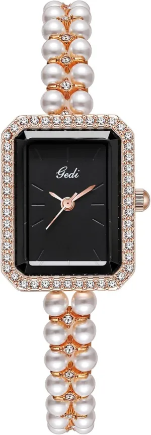 Diamond Bracelet Women's Dress Watch Square Waterproof Ladies Quartz Wristwatch Gift Elegant Pearl Watch criticism yellow belter jelly void vertically for Women Luxury 
