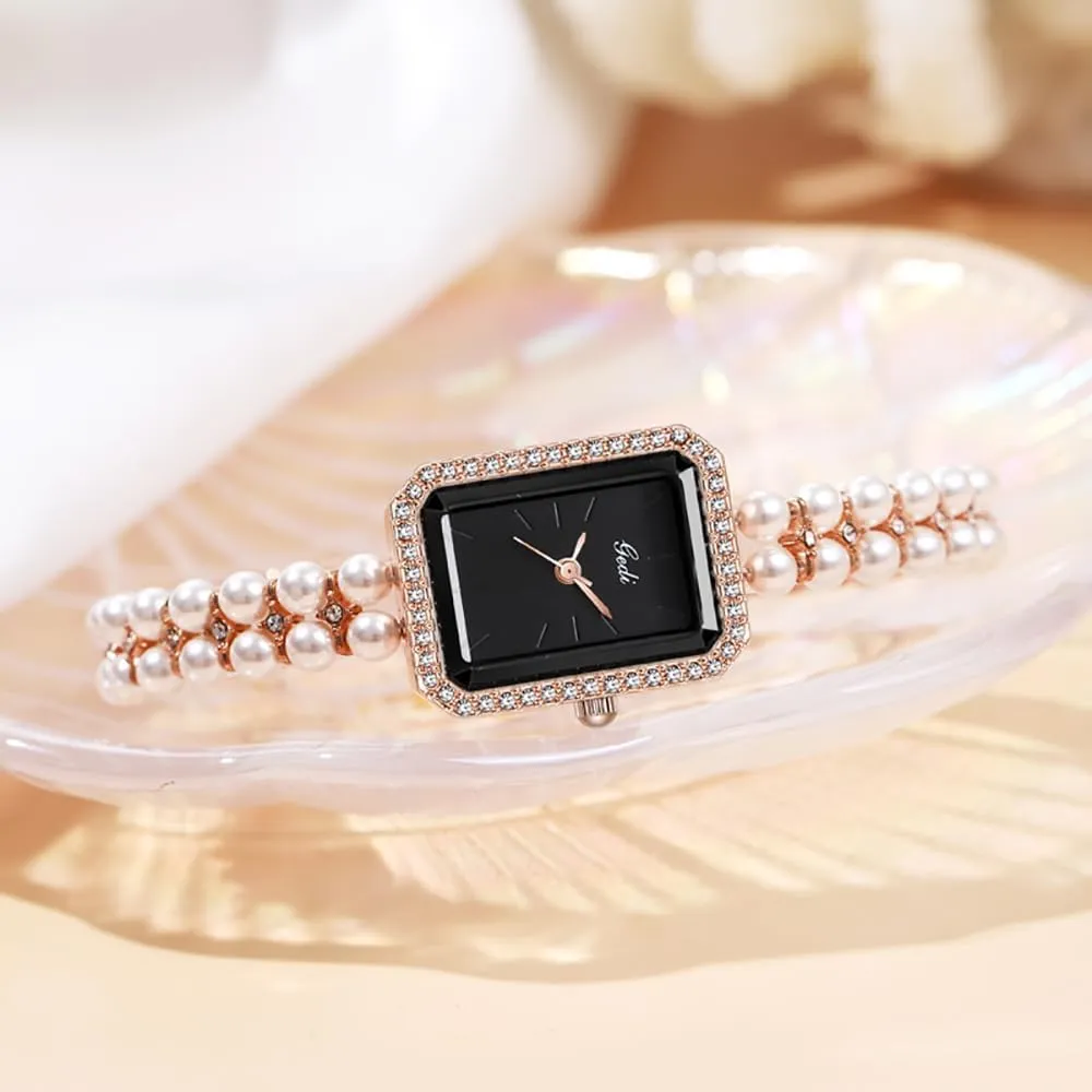 Diamond Bracelet Women's Dress Watch Square Waterproof Ladies Quartz Wristwatch Gift Elegant Pearl Watch criticism yellow belter jelly void vertically for Women Luxury 