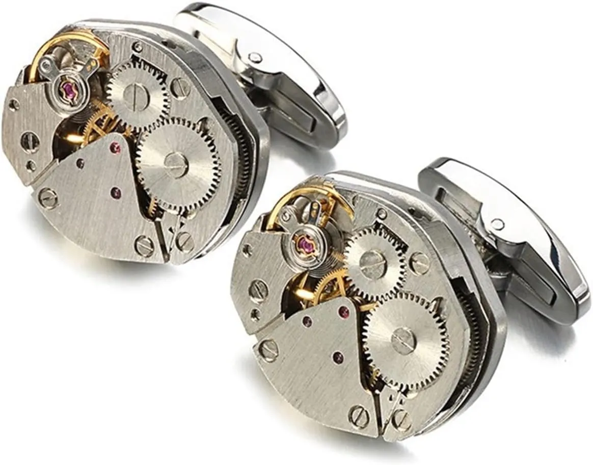 Diamond manual Non-Moving Core Cufflinks Gifts Shirt Exquisite Accessories Precision Mechanical Watch Movement 