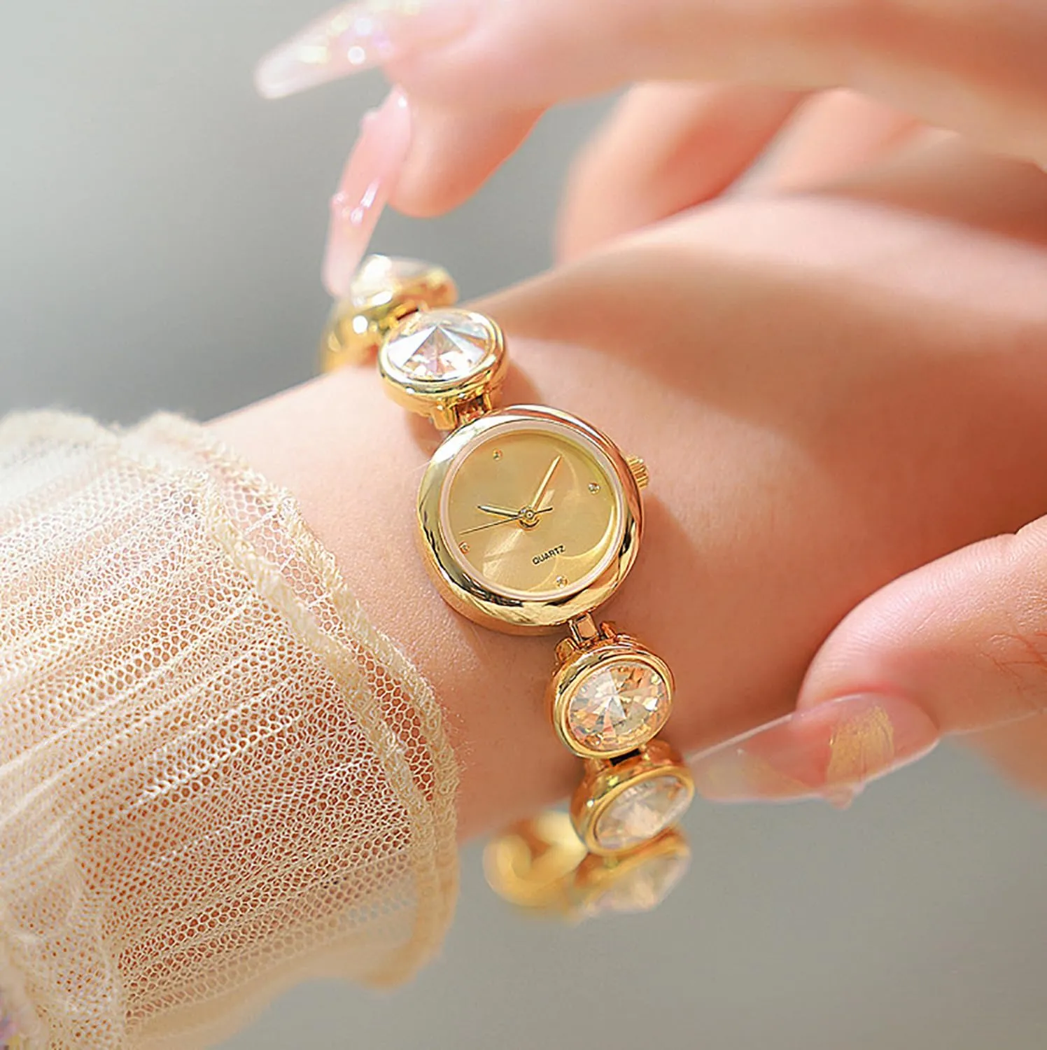 Diamond proliferate Vintage Elegant Bracelet Watch Luxury Dress Quartz Watch ADSBIAOYE Women's Fashion 