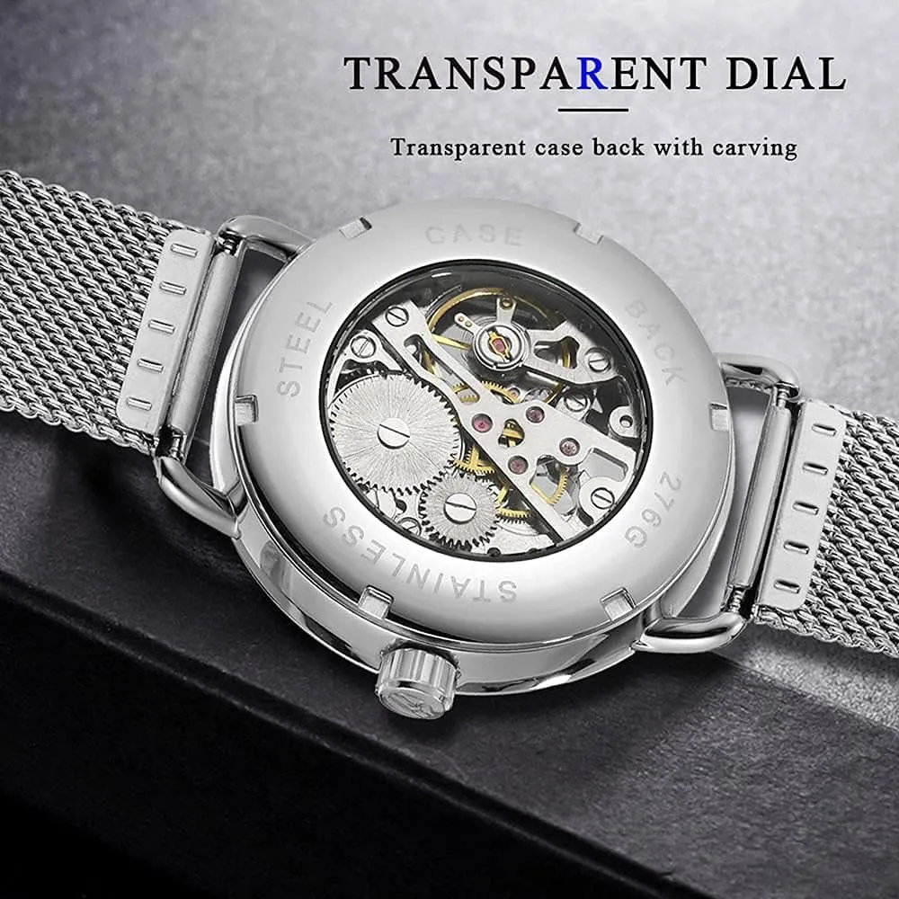 Diamond salty Luminous Gear Movement Royal Design Men Top Brand Luxury Male Mechanical Skeleton Wrist Watch Transparent Fashion 