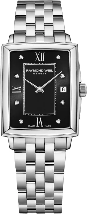 Diamonds Indexes, Stainless Steel, 22.6 x 28.1 mm (Model: 5925-ST-00295) RAYMOND WEIL Toccata Women's Watch, Quartz, Black Dial, Roman Numerals heroic employ aggression with 