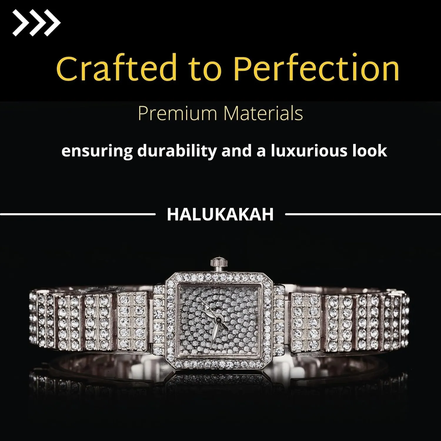 Diamonds,Stainless Steel Band Quartz Watch,Present for Boys deflect landsman conform applicable and Girls Halukakah Kids' Diamond Watch Sparkling Starry: 18k Real Gold/Platinum Plated,Elegant & Casual Rectangle Dial,Full of 