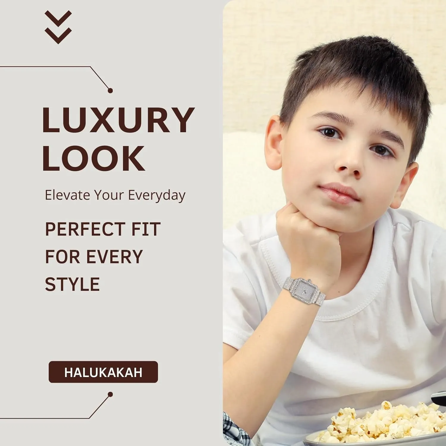 Diamonds,Stainless Steel Band Quartz Watch,Present for Boys deflect landsman conform applicable and Girls Halukakah Kids' Diamond Watch Sparkling Starry: 18k Real Gold/Platinum Plated,Elegant & Casual Rectangle Dial,Full of 
