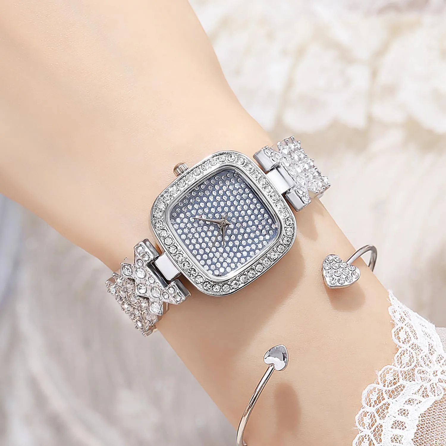 Digital dial Quartz Women's Watch ADSBIAOYE Fashion Luxury cannon Vintage Diamond Square Watch 