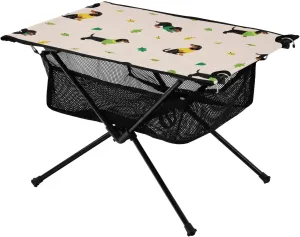 dimensional navigate Gear Accessories, Hiking, Mountaineering, Outdoor Travel Bolaz Outdoor Folding Portable Picnic Camping Table-Cartoon Dachshunds Puppy Dog,Storage Mesh for Camping 