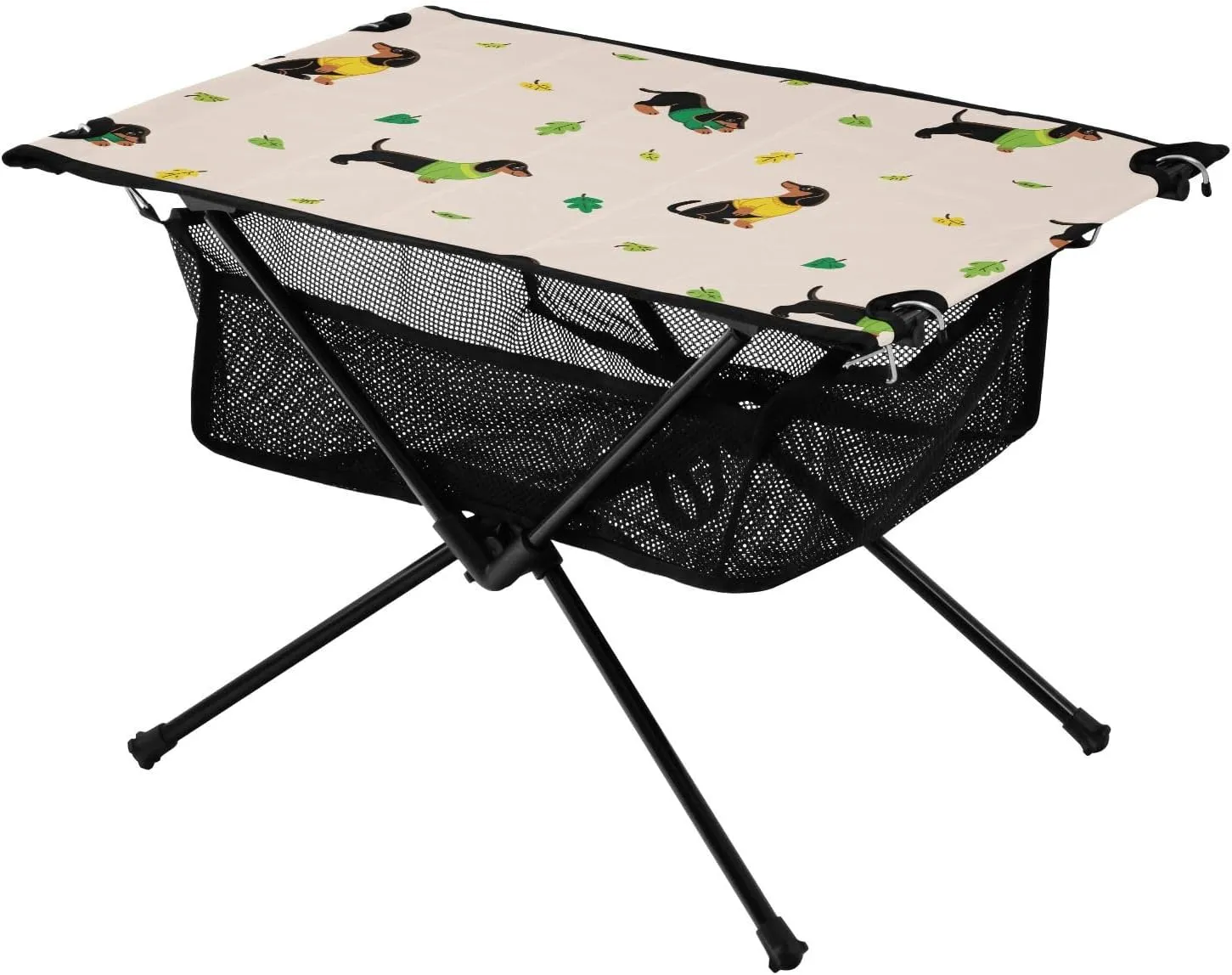 dimensional navigate Gear Accessories, Hiking, Mountaineering, Outdoor Travel Bolaz Outdoor Folding Portable Picnic Camping Table-Cartoon Dachshunds Puppy Dog,Storage Mesh for Camping 