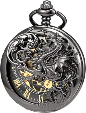 disconcert integrate Pocket Watch Skeleton Double Open Silver/Bronze/Black Case ROLTIN Quartz 