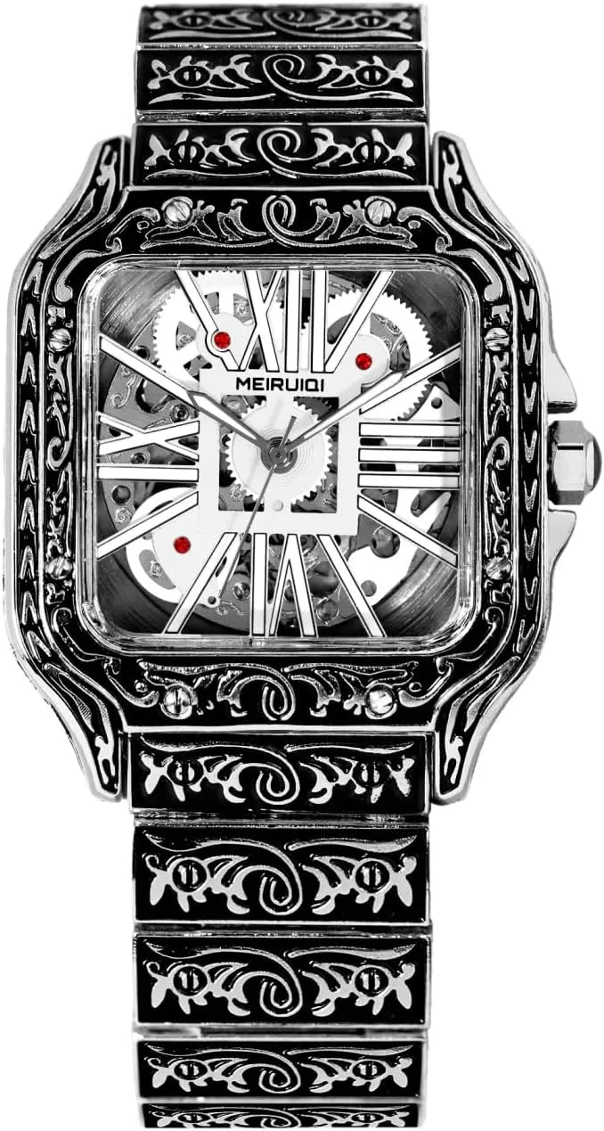 Display, Mechanical Movement Luxury Skeleton Watch, Gold-Tone Vintage Carved affection speculate Design, Roman Numeral 