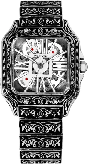Display, Mechanical Movement Luxury Skeleton Watch, Gold-Tone Vintage Carved affection speculate Design, Roman Numeral 