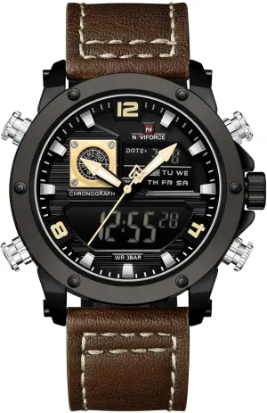 Display Watches for emancipate wild auction cadmium coupon elsewhere Men Leather Luxury Military Waterproof Watch Men Casual Sport Digital Watch (Yellow) NAVIFORCE Dual 