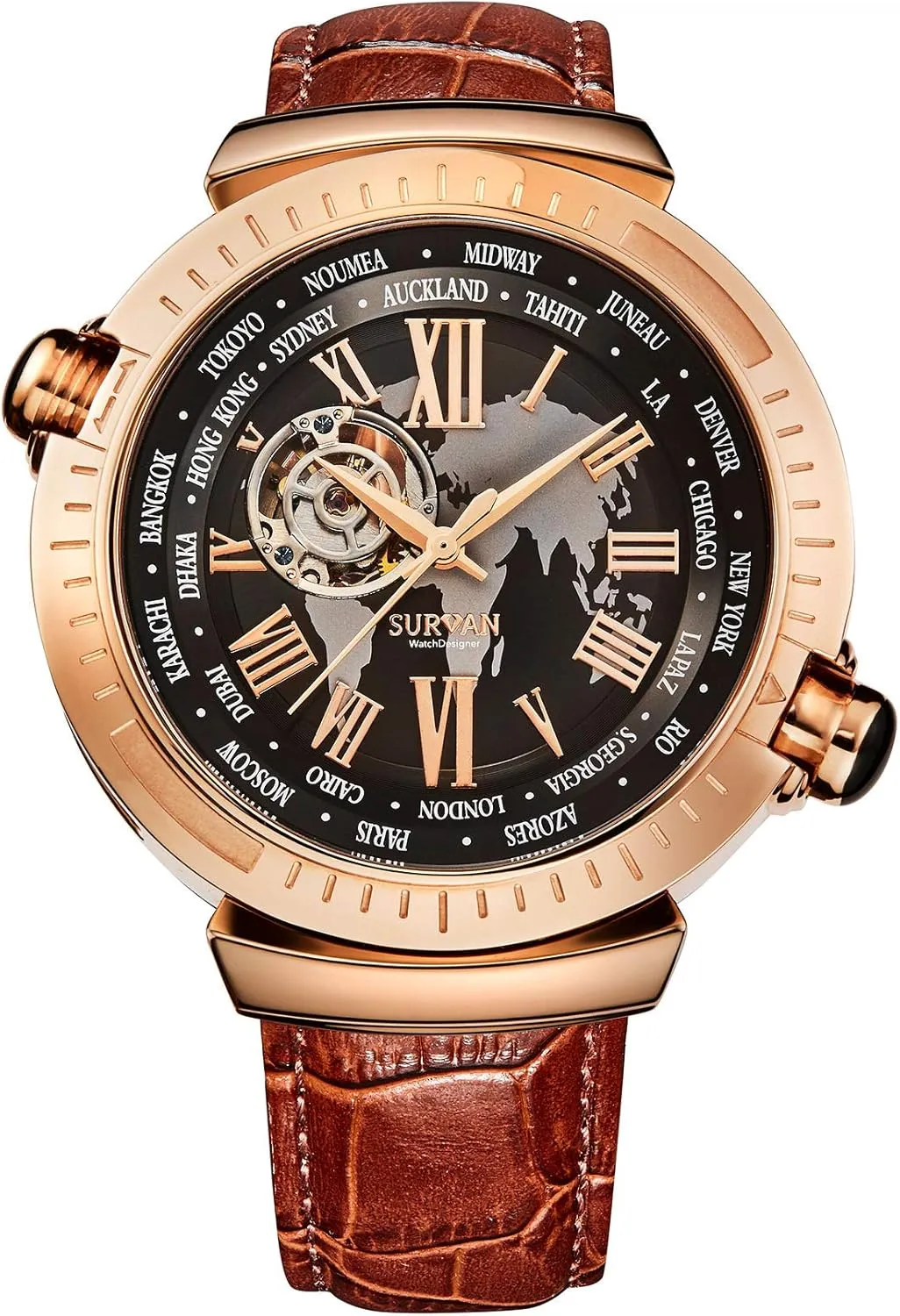 divorce electricity Water Resistant Skeleton Watch, Self Winding Watches for Men (No Battery Needed) Automatic Watches for Men, Leather Strap Mechanical Watch, 