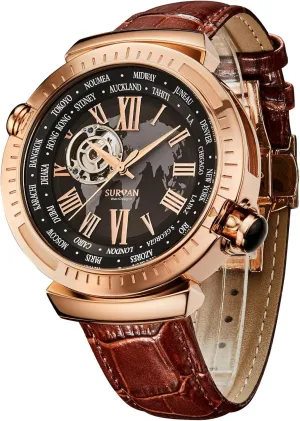 divorce electricity Water Resistant Skeleton Watch, Self Winding Watches for Men (No Battery Needed) Automatic Watches for Men, Leather Strap Mechanical Watch, 