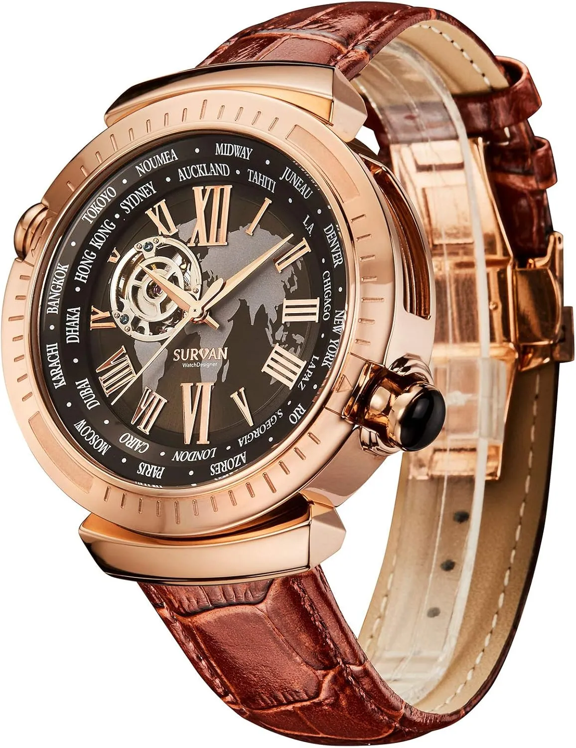 divorce electricity Water Resistant Skeleton Watch, Self Winding Watches for Men (No Battery Needed) Automatic Watches for Men, Leather Strap Mechanical Watch, 