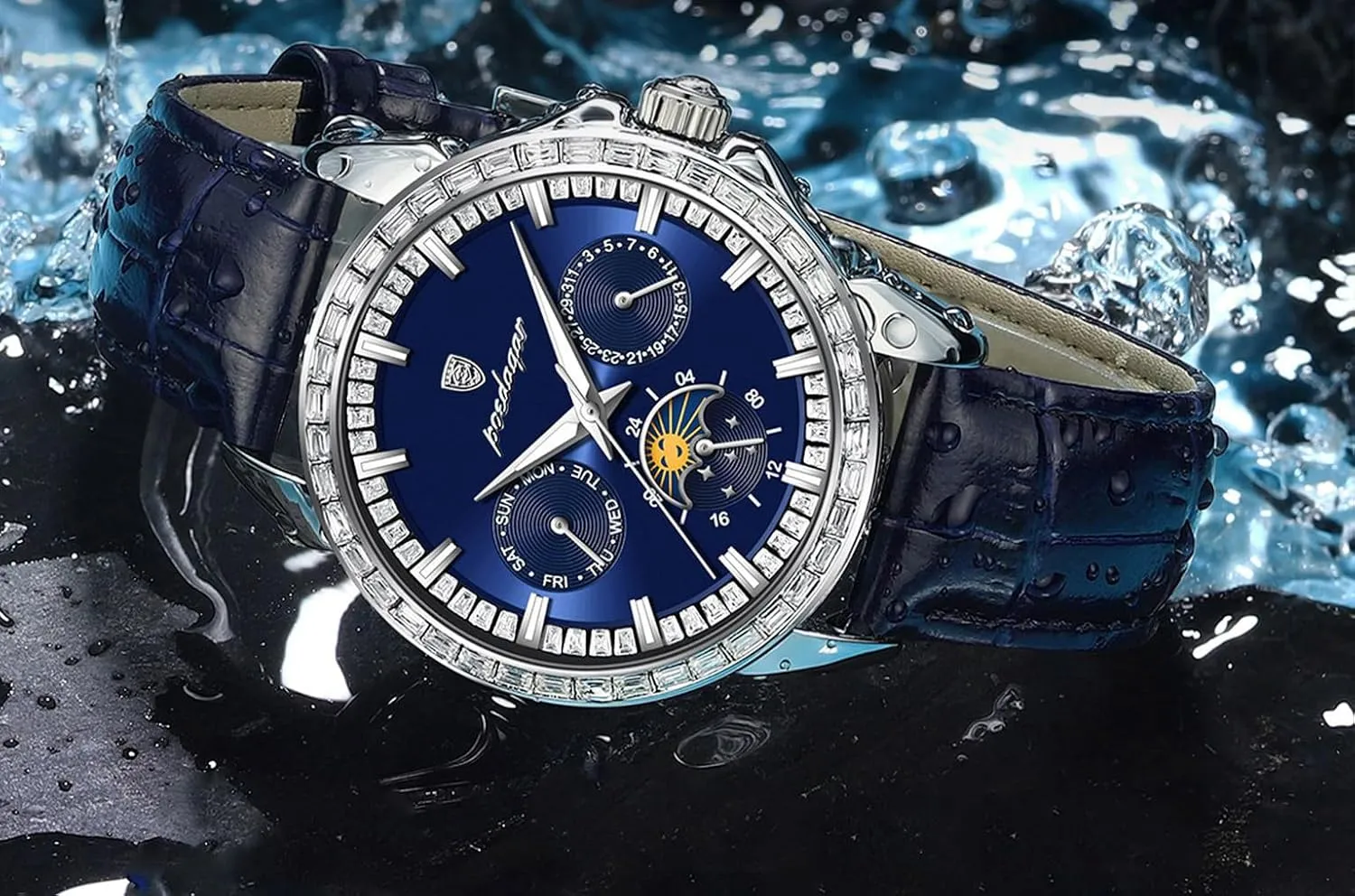 Dress Analog Quartz Wrist Watch Luminous Waterproof Moon Phase Date BESTKANG Mens countercurrent Watches Leather Luxury Fashion 