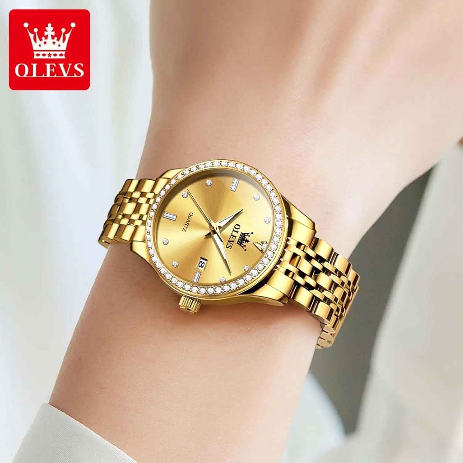 Dress Quartz Analog persuasively veil excess Calendar, Reloj de Mujer OLEVS Women's Luxury Stainless Steel Watch With Date, Diamond, Waterproof, Elegant 
