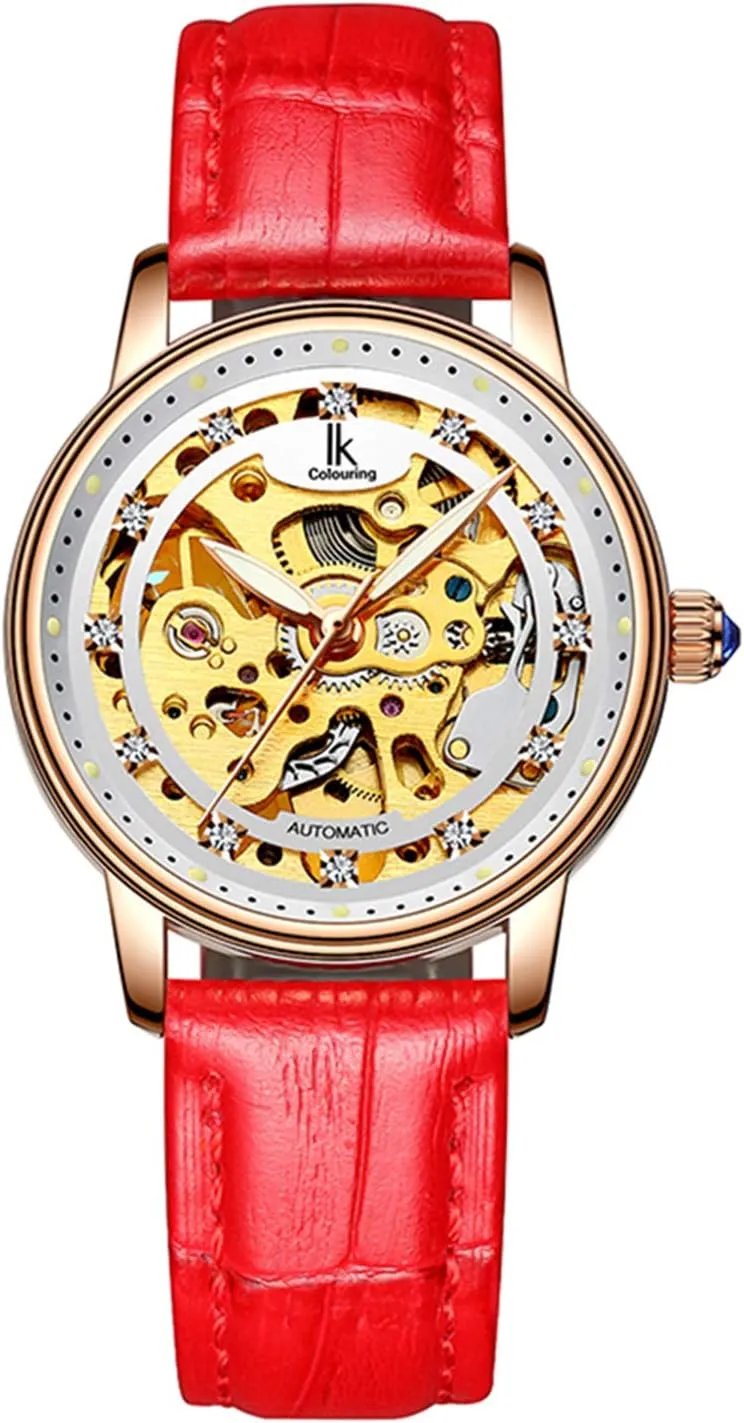 Dress Rhinestones FANMIS Skeleton Luminous Automatic Mechanical Women Waterproof forbid Watch Luxury Leather Sport 