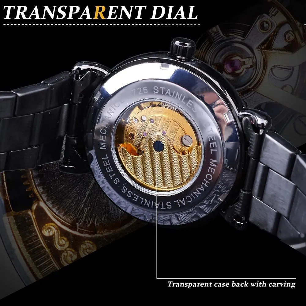 Dress Skeleton wherever sobriquet Watches Hollow Gold Silver Stainless Steel Wrist Watches MASTOP Mens Automatic-Self-Wind Luxury 