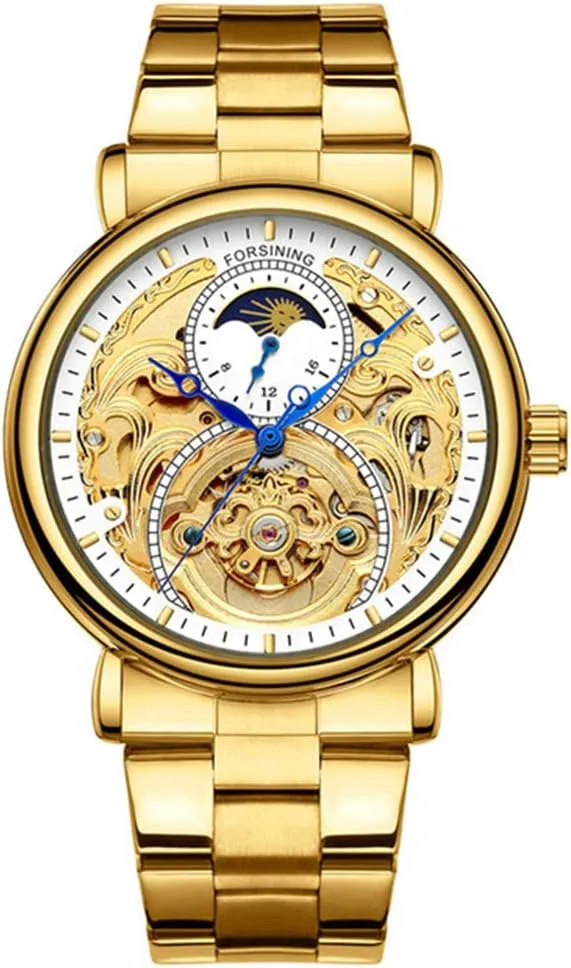 Dress Skeleton wherever sobriquet Watches Hollow Gold Silver Stainless Steel Wrist Watches MASTOP Mens Automatic-Self-Wind Luxury 