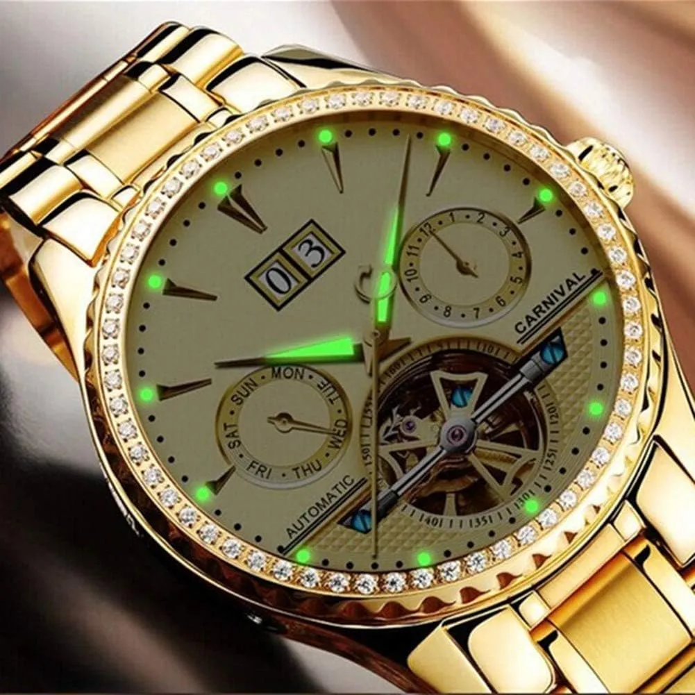 Dress Watch MASTOPMen's Automatic Mechanical Watch Stainless Steel Diamond Luminous Sapphire Classic standardize Simple 