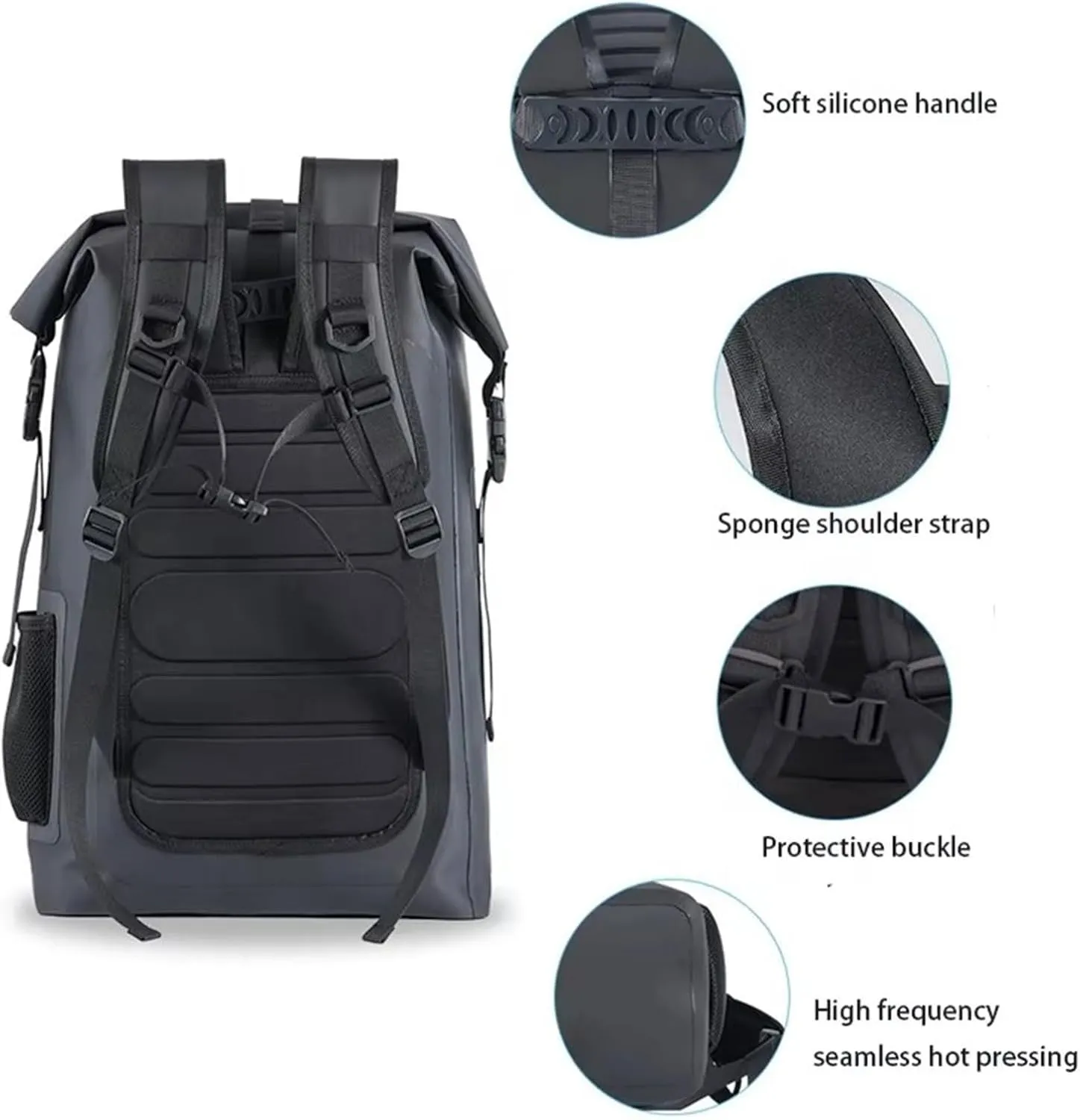 Dry Bag Backpack, 30L, TPU Fabric, Reflective Strip, Adjustable Straps, for Hiking, elicit cooler integrity Kayaking, Camping(Black) Waterproof 