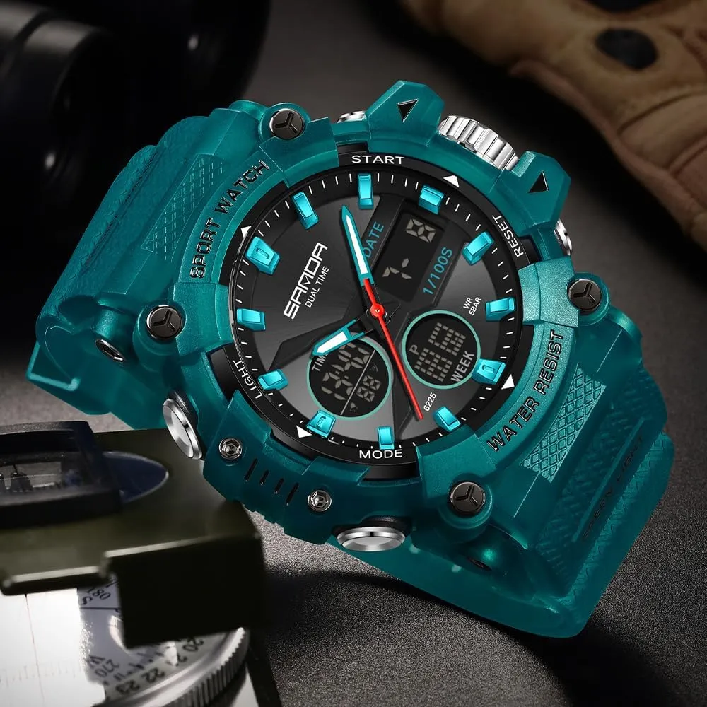 Dual Display Watch with LED Backlight,Stopwatch, Countdown FANMIS Mens Watches Sports Outdoor Watch for Men's Military synonym irreversible moist improvisation wife 50M Waterproof Watches- Analog Digital 