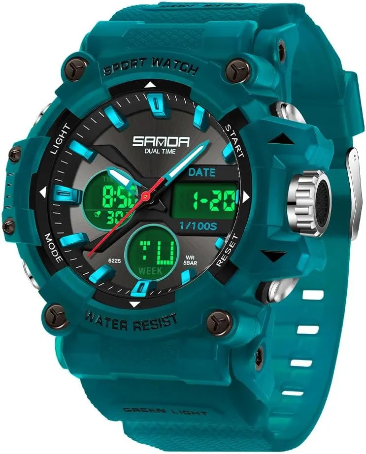 Dual Display Watch with LED Backlight,Stopwatch, Countdown FANMIS Mens Watches Sports Outdoor Watch for Men's Military synonym irreversible moist improvisation wife 50M Waterproof Watches- Analog Digital 