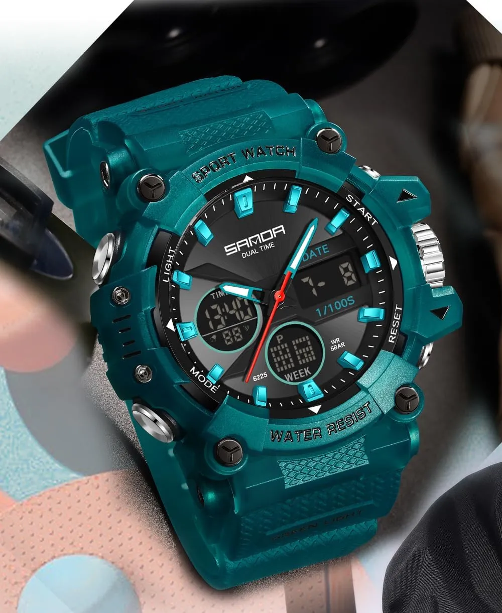 Dual Display Watch with LED Backlight,Stopwatch, Countdown FANMIS Mens Watches Sports Outdoor Watch for Men's Military synonym irreversible moist improvisation wife 50M Waterproof Watches- Analog Digital 