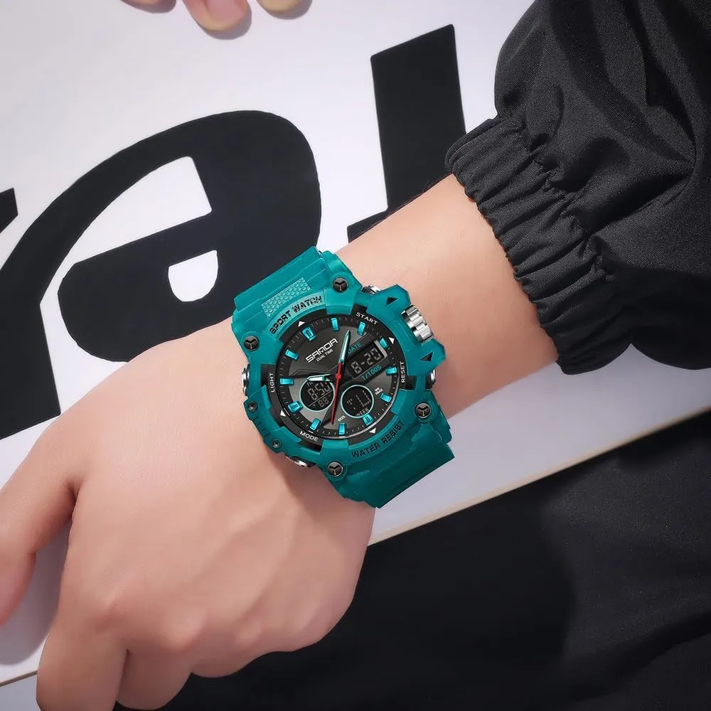 Dual Display Watch with LED Backlight,Stopwatch, Countdown FANMIS Mens Watches Sports Outdoor Watch for Men's Military synonym irreversible moist improvisation wife 50M Waterproof Watches- Analog Digital 