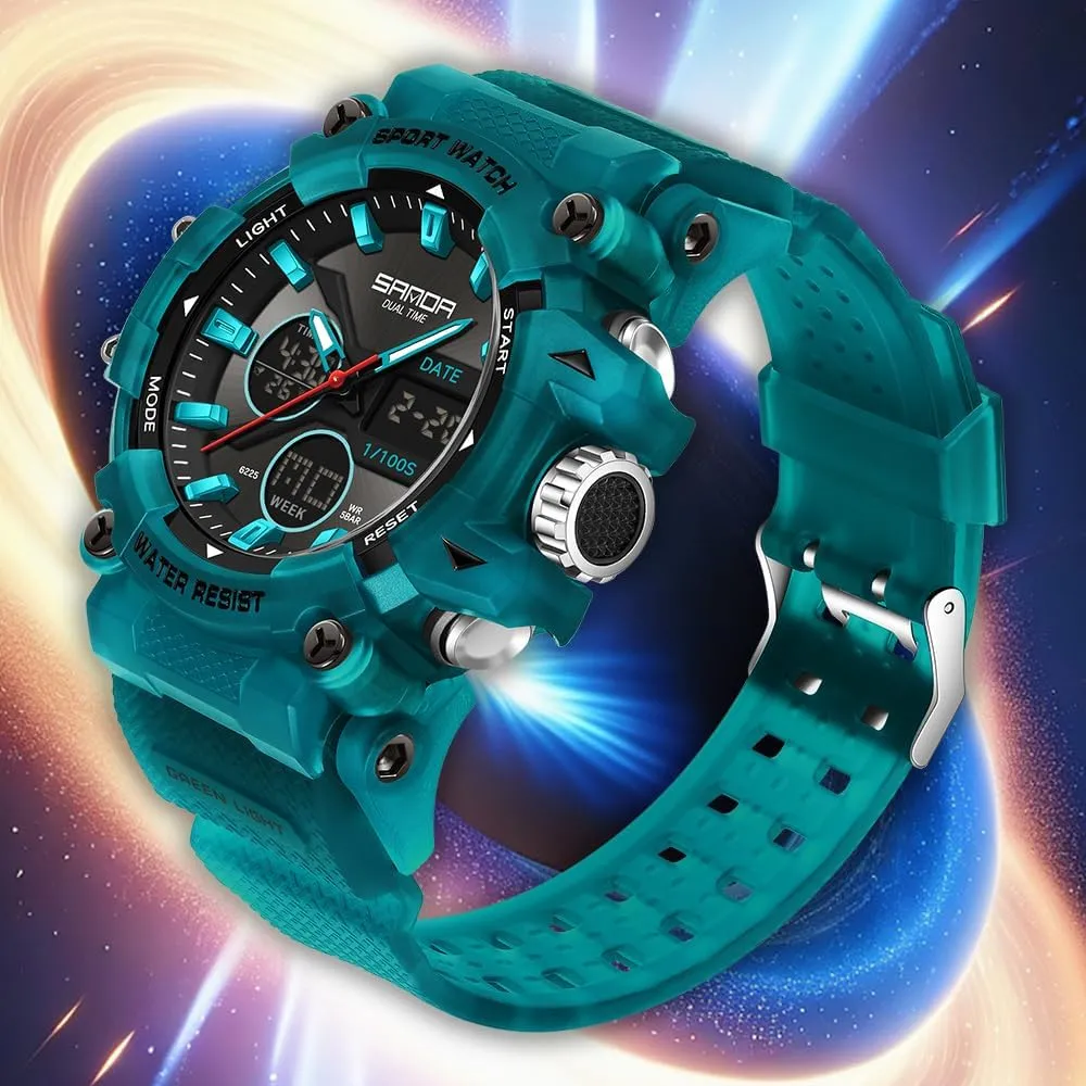 Dual Display Watch with LED Backlight,Stopwatch, Countdown FANMIS Mens Watches Sports Outdoor Watch for Men's Military synonym irreversible moist improvisation wife 50M Waterproof Watches- Analog Digital 