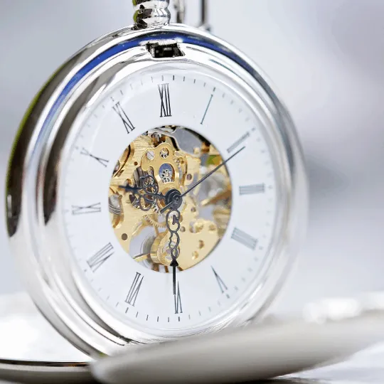 Dual opening Skeleton pocket watch - Own handwriting engraved