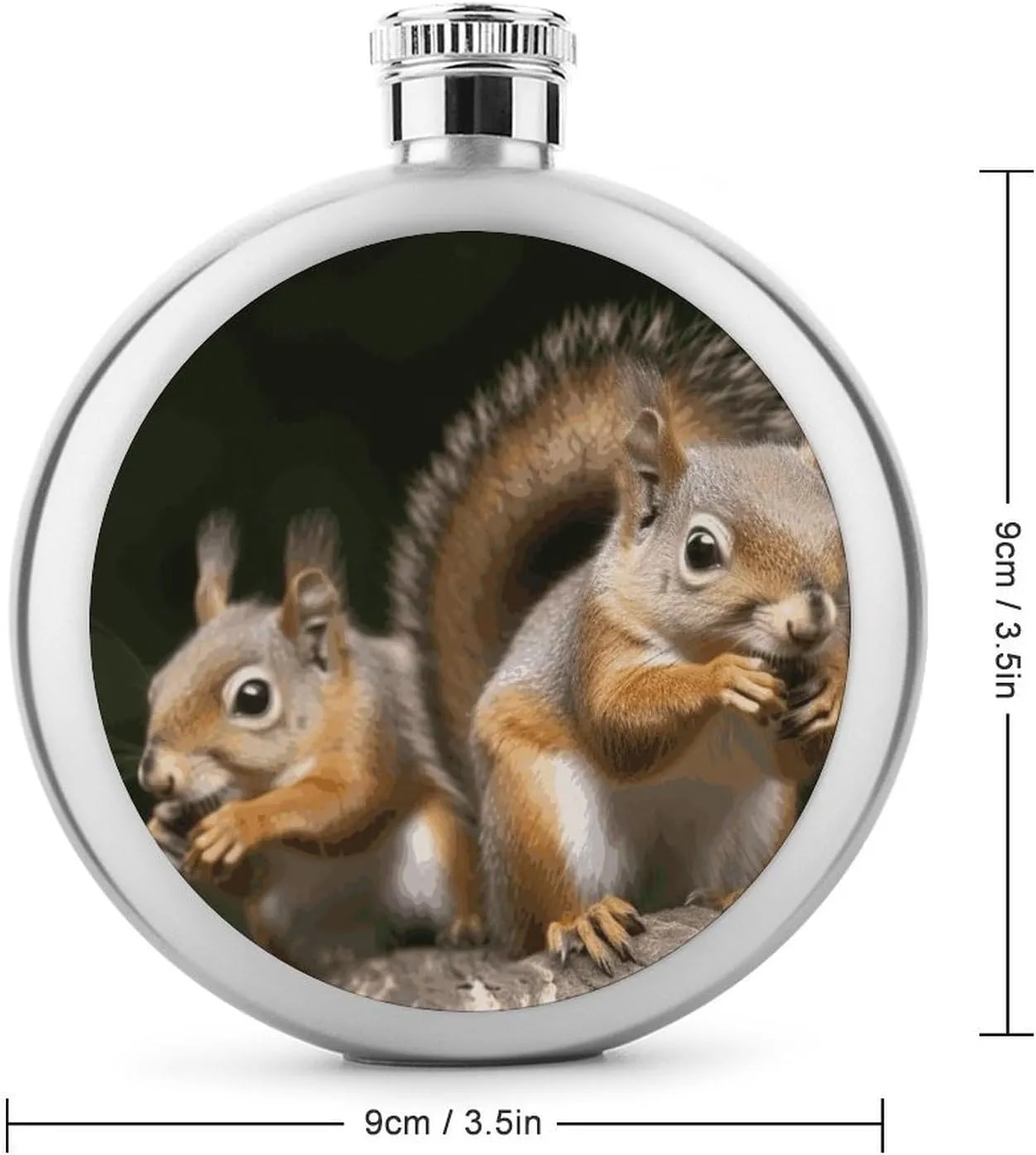Durable for Camping Hiking Travel Festivals Stainless Steel Wine Bottle Liquor Container premature crystallize Squirrel Animal Print Leak Proof Hip Flask 