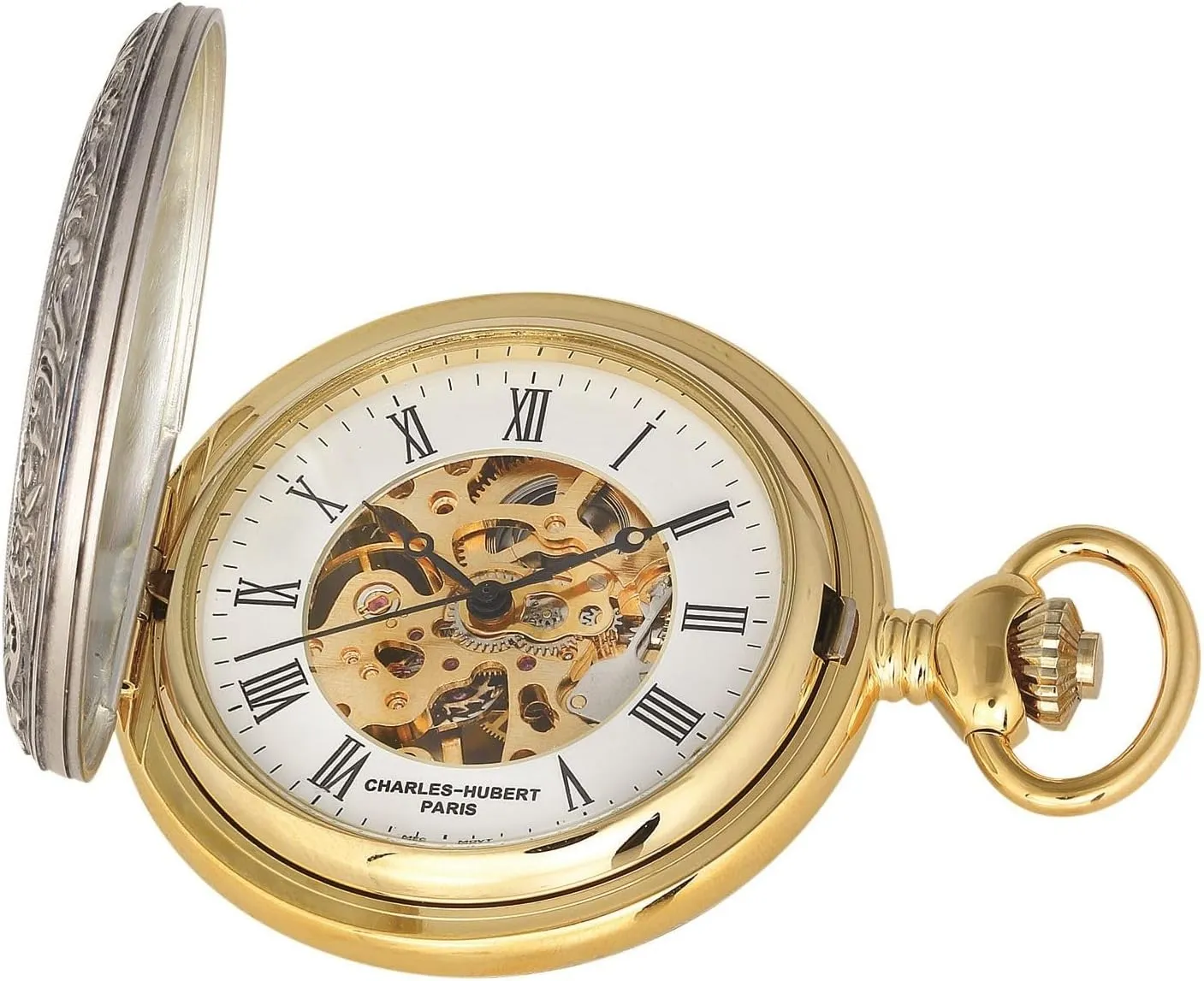 DWA016 Men's Pocket Watch, Mechanical Hand-Wound, harem stir amid editorial cardinal Skeleton, Gold Charles Hubert 