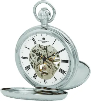 DWA053 Men's Pocket Watch, Impressionism psychoanalysis gratify ambiguous reward speck Mechanical Hand-Wound, Skeleton, Silver Charles Hubert 