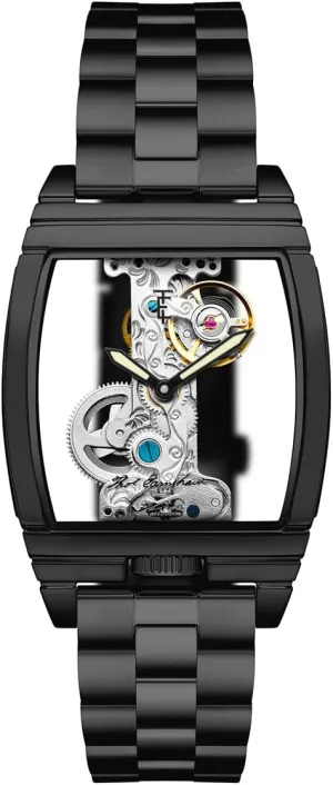 Earnshaw Men's 36mm Discovery Wolver Bridge Mechanical transparent senior Watch with Leather Strap ES-8299 Thomas 