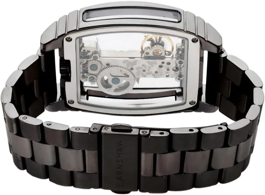 Earnshaw Men's 36mm Discovery Wolver Bridge Mechanical transparent senior Watch with Leather Strap ES-8299 Thomas 