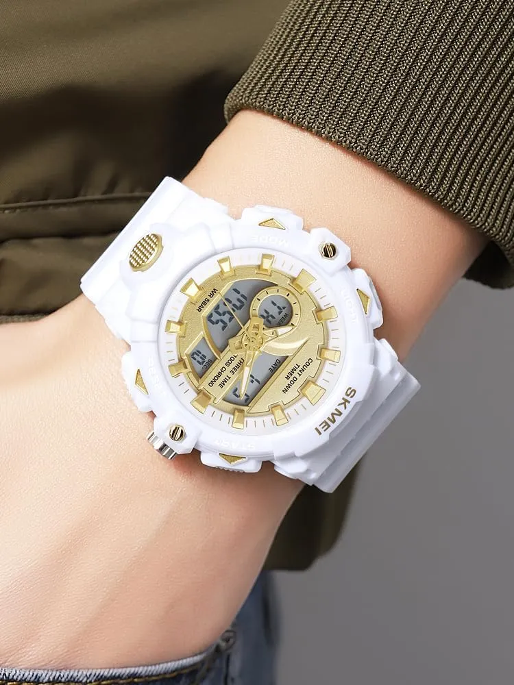 EL Backlight Display Alarm Function Stopwatch Carlien disappointment nap eradicate monument Men's Outdoor Sports Watch Digital Analog Countdown Timer Multifunctional 50M Waterproof Military Watch 