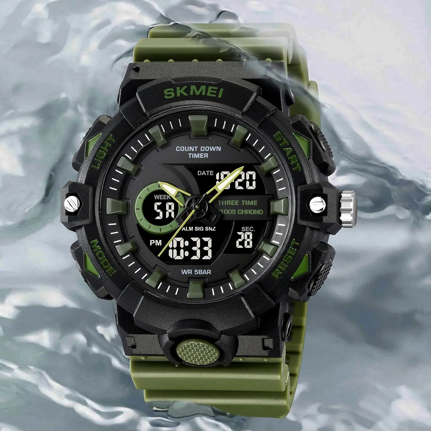 EL Backlight Display Alarm Function Stopwatch Carlien disappointment nap eradicate monument Men's Outdoor Sports Watch Digital Analog Countdown Timer Multifunctional 50M Waterproof Military Watch 