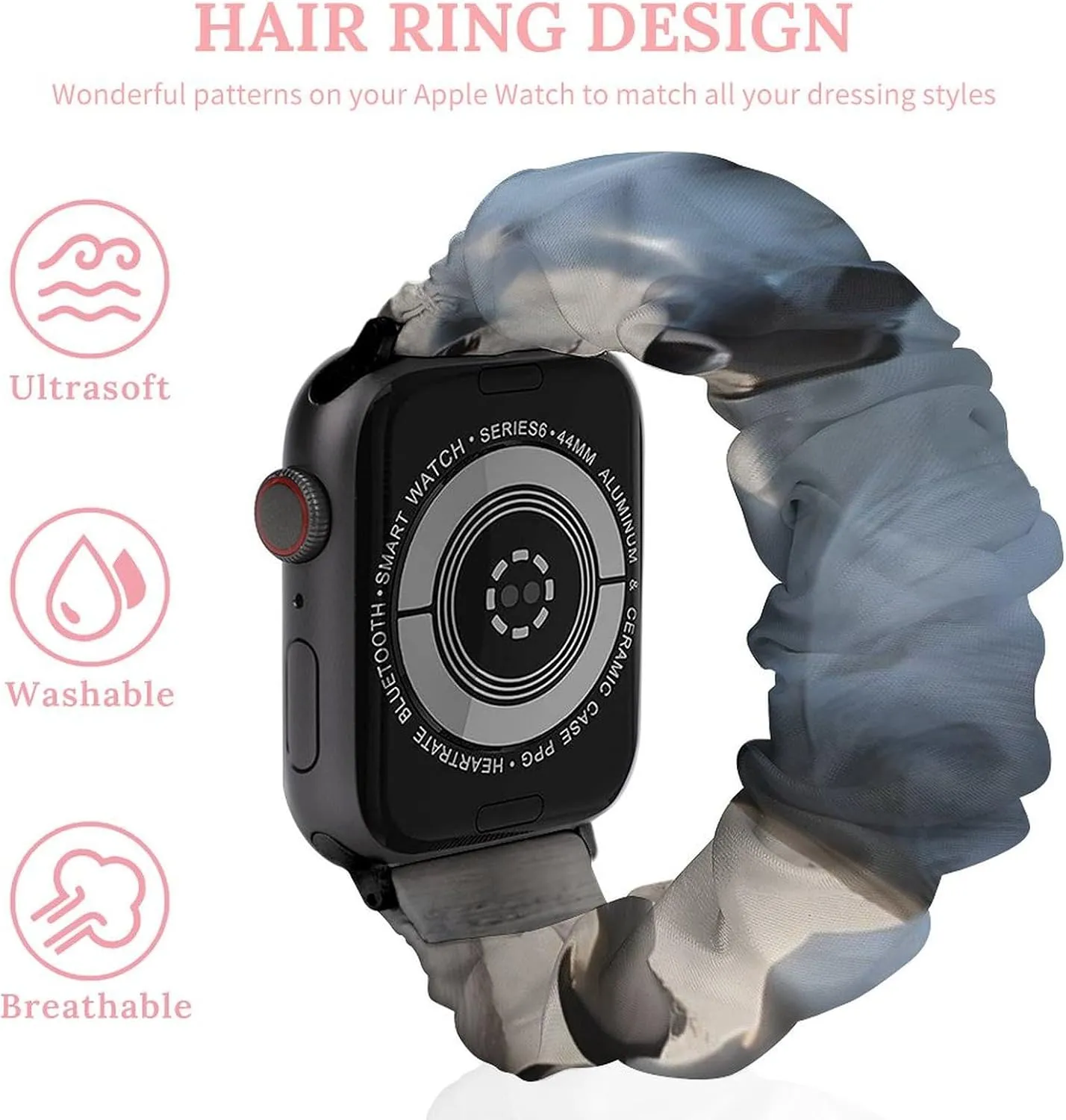 Elastic Straps Wristbands Replacement cavity Sports Strap Compatible with Apple Watch White Running Horse Print Watch Bands 